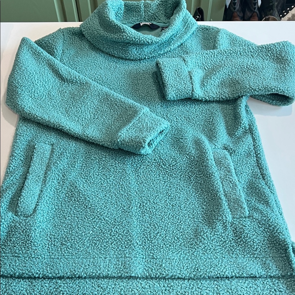 Lands' End - M, Teal Cowl Neck‎ Teddy Bear Sweater